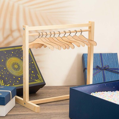 Etokfoks 11 Pcs Doll Garment Rack Set with Wooden Clothes Hangers Fits 18 Inch Doll Clothes Mini Wardrobe Accessory for Dollhouse — фото 6