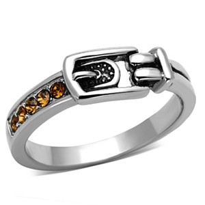 Slickblue Women’s Smoked Quartz Synthetic Crystal Ring in Polished Stainless Steel, Size 5-10 - 1 of 4