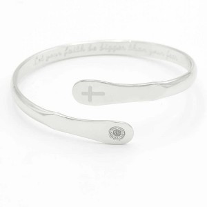Hollywood Sensation Cross Bracelets, Engraved Bracelets Let your faith be bigger than your fear in Silver or Gold 9 Inches - 1 of 4