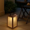 ALOADECOR H11" Farmhouse LED Solar Lantern with Wood Frosted Glass Ourdoor Garden Decorative Hanging Lanterns for Outside Camping - 4 of 4