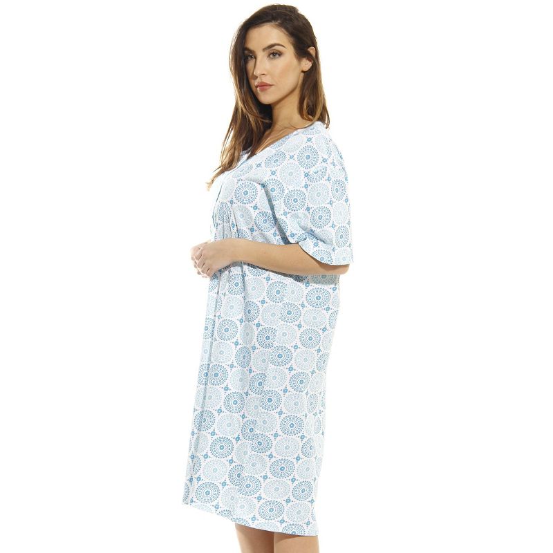 Just Love Womens Nightgown - Short Sleeve Henley Oversized Sleepwear Gown, 2 of 4
