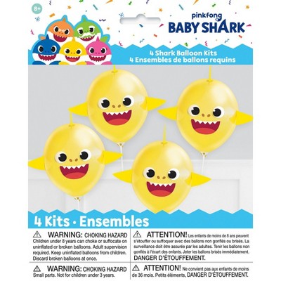 Birthday Express Baby Shark Make Your Own Baby Shark Balloons - 4 Pack