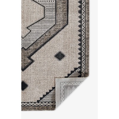 Large Black and White Synthetic Rectangular Rug