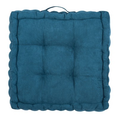 Dark Turquoise Velvet Tufted Square Floor Pillow