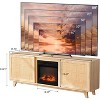VINGLI Fireplace TV Stand for up to 70 inch TVs, Rattan Entertainment Center with Electric Fireplace Heater & Adjustable Shelves - 2 of 4
