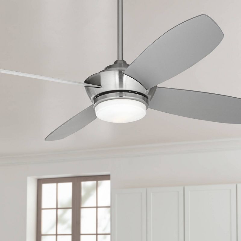 52" Casa Vieja Veridian Modern Indoor Ceiling Fan with Dimmable LED Light Remote Control Brushed Nickel Opal Glass for Living Room Kitchen House Home, 2 of 10