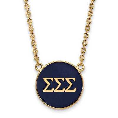 Black Bow Jewelry 14k Yellow Gold Plated Sterling Silver Sigma Sigma Sigma Greek Life Necklace 18 Inch