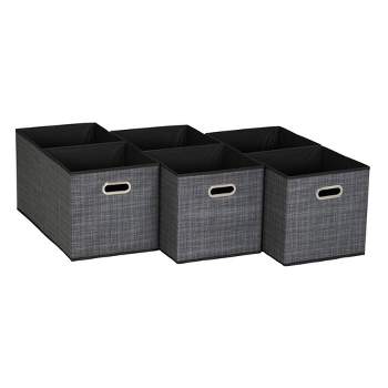 Household Essentials 11" Set of 6 Storage Bins Black Mix