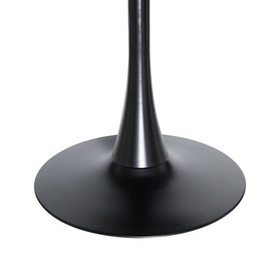Bristol Black Round Mid-Century Modern Dining Table with Wood Top