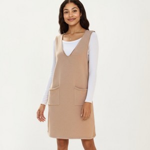 Anna-Kaci Women's Sleeveless V-Neck Shift Fashion Dress with Front Patch Pockets - 1 of 4