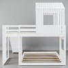 Twin Over Full Wooden Bunk Bed with Slide, Playhouse Design, Windows, and Ladder, Convertible Layout - 2 of 4