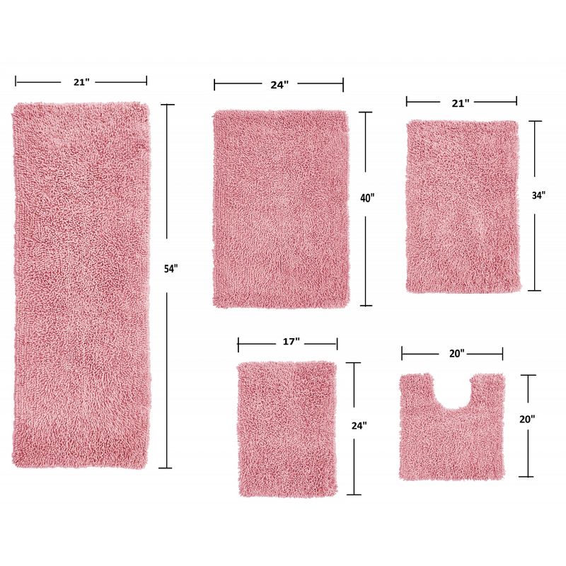 Fantasia Bath Rug Collection Cotton Shaggy Pattern Tufted Set of 5 Bath Rug Set - Home Weavers, 2 of 4