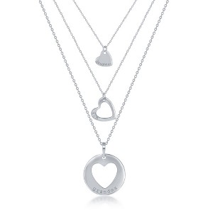 Bella Silver Sterling Silver 3PC Generation-Hearts Necklace Set - 18+2" 'Grandma' 16+2" 'Mom', 14+2" 'Daughter' - Silver - 18+2 Inch - 1 of 4