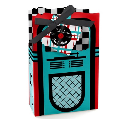 Big Dot of Happiness 50's Sock Hop - 1950s Rock N Roll Party Favor Boxes - Set of 12