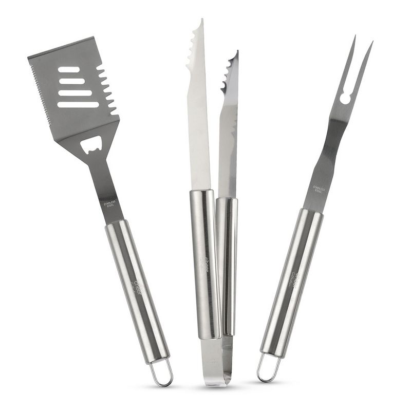 Cheer Collection 3-Piece Stainless Steel BBQ Grilling Utensil Set, 1 of 12