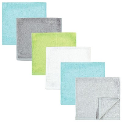 Hudson Baby Infant Boy Rayon from Bamboo Burpcloth 6pk, Gray Mint Lime, One Size