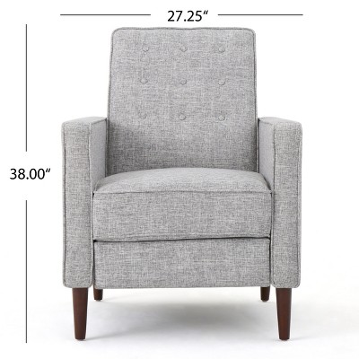 Mid-Century Modern Light Grey Tweed Wood Recliner