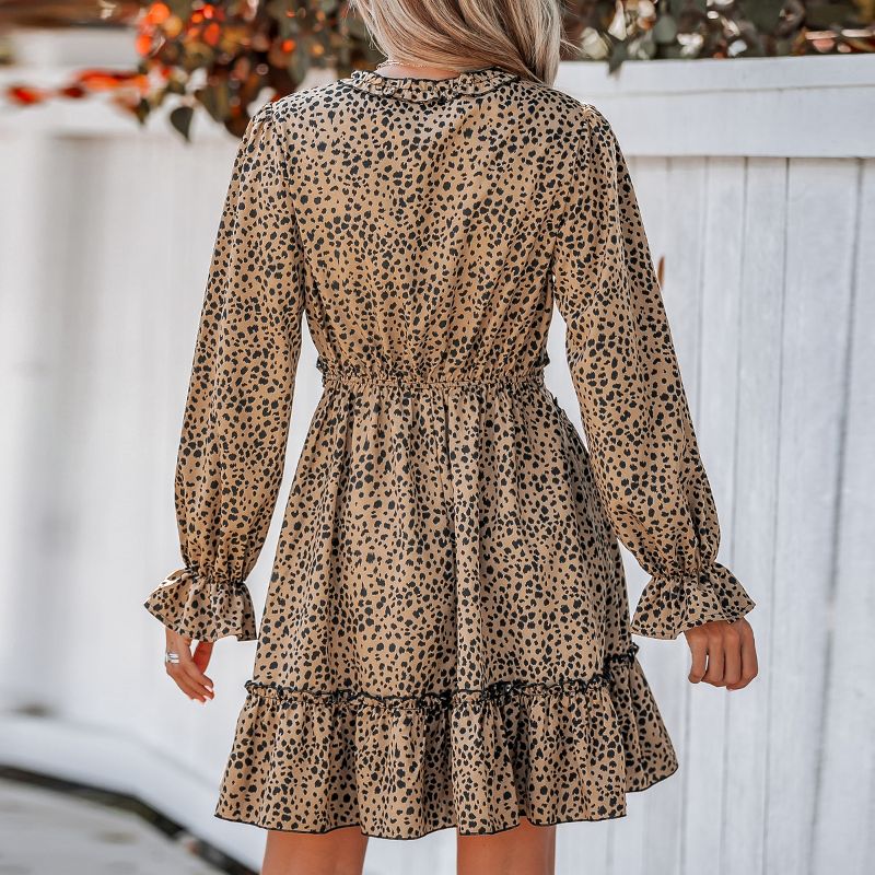 Women's Cheetah Print Plunge Ruffled Mini Dress - Cupshe, 3 of 9