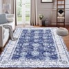 Vintage Rug Non Slip Non Shedding Washable Rug Bordered Printed Low Pile Soft Distressed Foldable Carpet for Bedroom Living Room Office Nursery - 3 of 4