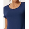cheibear Women's Ruffle Round Neck Short Sleeve Loungewear Nightshirts - 4 of 4