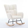 ROOMTEC Modern Upholstered Accent Rocking Chair with Side Pocket, High Backrest Rocker Glider Chair, Armchair with Solid Wood Legs - 4 of 4