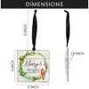 AuldHome Design Christmas Memorial Cardinal Ornaments, 6pc Set; Vintage Tin Style Painted Square Hanging Decorations - 3 of 4