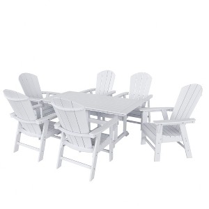 WestinTrends 7 Piece Outdoor Patio Dining Table and Adirondack Armchair Set - 1 of 2