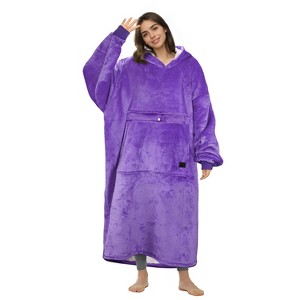 Catalonia Woman Man Full Body Blanket Hoodied Oversized Sweatshirt, Super Warm Soft Fuzzy Wearable Fleece Flannel Blanket, Cozy Gift for Wife Women - 1 of 4
