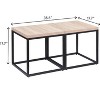 Gulches Modern Oak Particle Board 17 in Metal Base End Tables Set of 2 with Storage Shelf Coffee Table Nightstand - 4 of 4