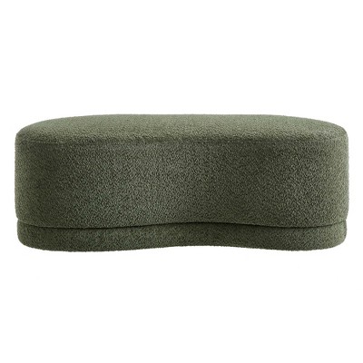 Nimbus Sage Green Chenille Curved Cocktail Ottoman Bench