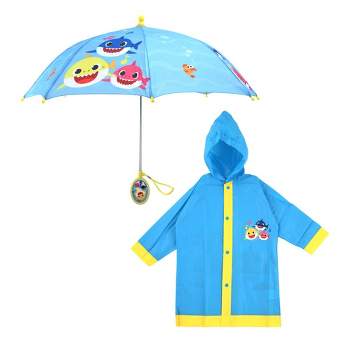 Baby Shark Boys Umbrella and Raincoat Set, Kids Ages 2-5