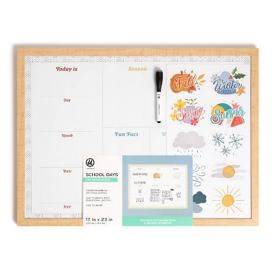 U Brands 17''x 23'' Flat Front Daily Details Dry Erase Board with Birch Wood Frame