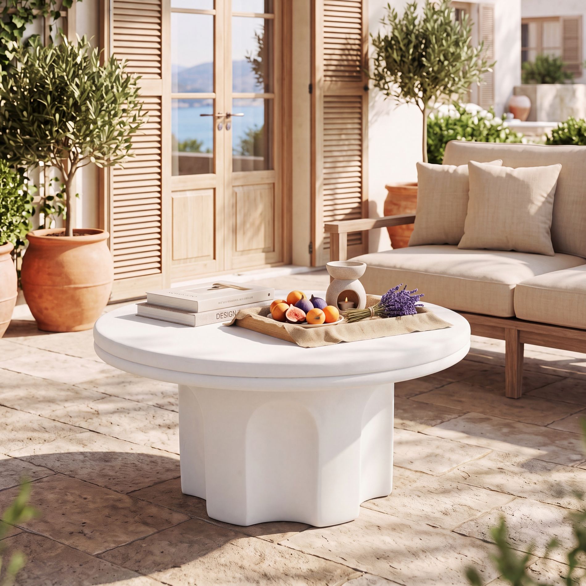 Christopher Knight Home Zoticus Modern Lightweight Concrete Outdoor Coffee Table, White