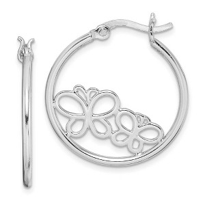 Black Bow Jewelry Double Butterfly Hoop Earrings in Sterling Silver, 25mm (1 Inch) - 1 of 4