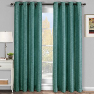 Egyptian Linens Galleria Room-Darkening Thermal Curtain Panels Tonal Stripe (Single) - 1 of 4