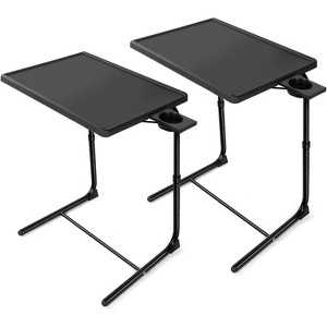 HUANUO (2 Pack) Adjustable TV Tray Set of 2 - TV Dinner Tray on Bed & Sofa, Comfortable TV Tray Table with 6 Height & 3 Tilt Angle Adjustments - 1 of 4