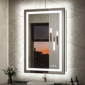 Keonjinn LED Bathroom Vanity Wall Mirror, 3 Color Temperatures Dimmable, Frontlit & Backlit, Double Lights Strips - 1 of 4