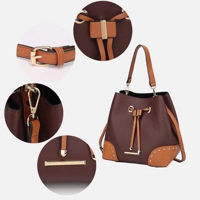 MKF Collection Bucket Bag Vegan Leather Set with Wallet, Candice | MKF Collection by Mia K - Charcoal Light Gray — фото 4