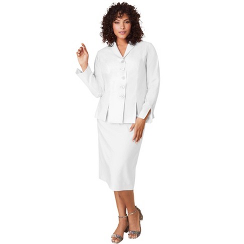 Roaman's Women's Plus Size Three-piece Lace Duster & Pant Suit, 22 W -  White : Target