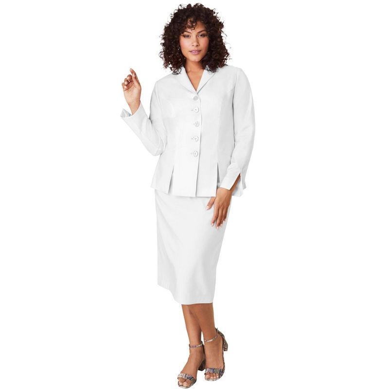 Roaman's Women's Plus Size Petite Two-Piece Skirt Suit with Shawl-Collar Jacket, 1 of 2