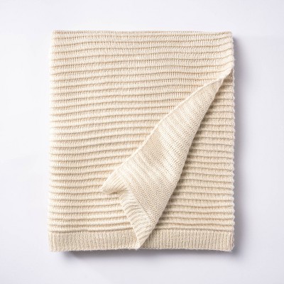 Rib Knit Throw Blanket Cream - Threshold™ designed with Studio McGee