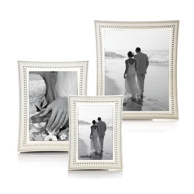 Elegant Silver Metal 8x10 Beaded Tabletop Picture Frame