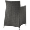 Modway Junction Outdoor Dining Armchair – Brown White Wicker Rattan Patio Chair with Armrests and All-Weather Cushion - 3 of 3