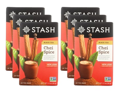 Stash Tea Chai Black Double Spice Tea - Case of 6/20 Bags