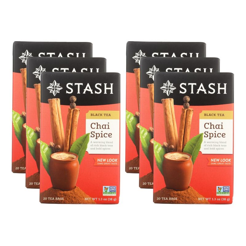 Stash Tea Chai Black Double Spice Tea - Case of 6/20 Bags, 1 of 6