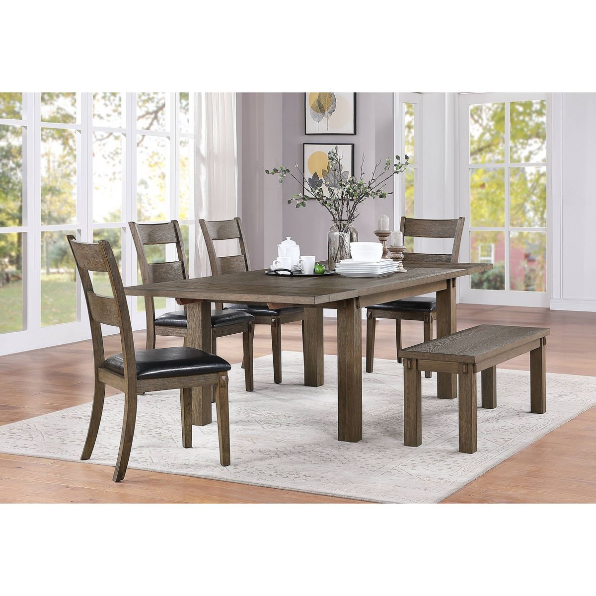 96" Nabirye Dining Table Dark Oak - Acme Furniture - thumbnail 3