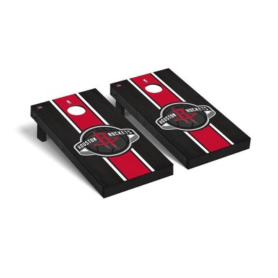 NBA Houston Rockets Premium Cornhole Board Onyx Stained Stripe Version