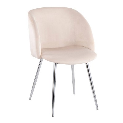 Cream Velvet and Chrome Upholstered Arm Chairs, Set of 2