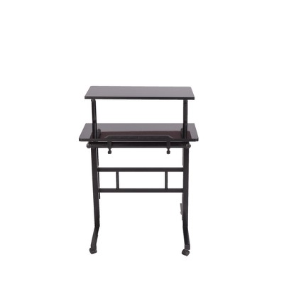 2 Tier Mobile Standing Desk with Platform Black - Mind Reader