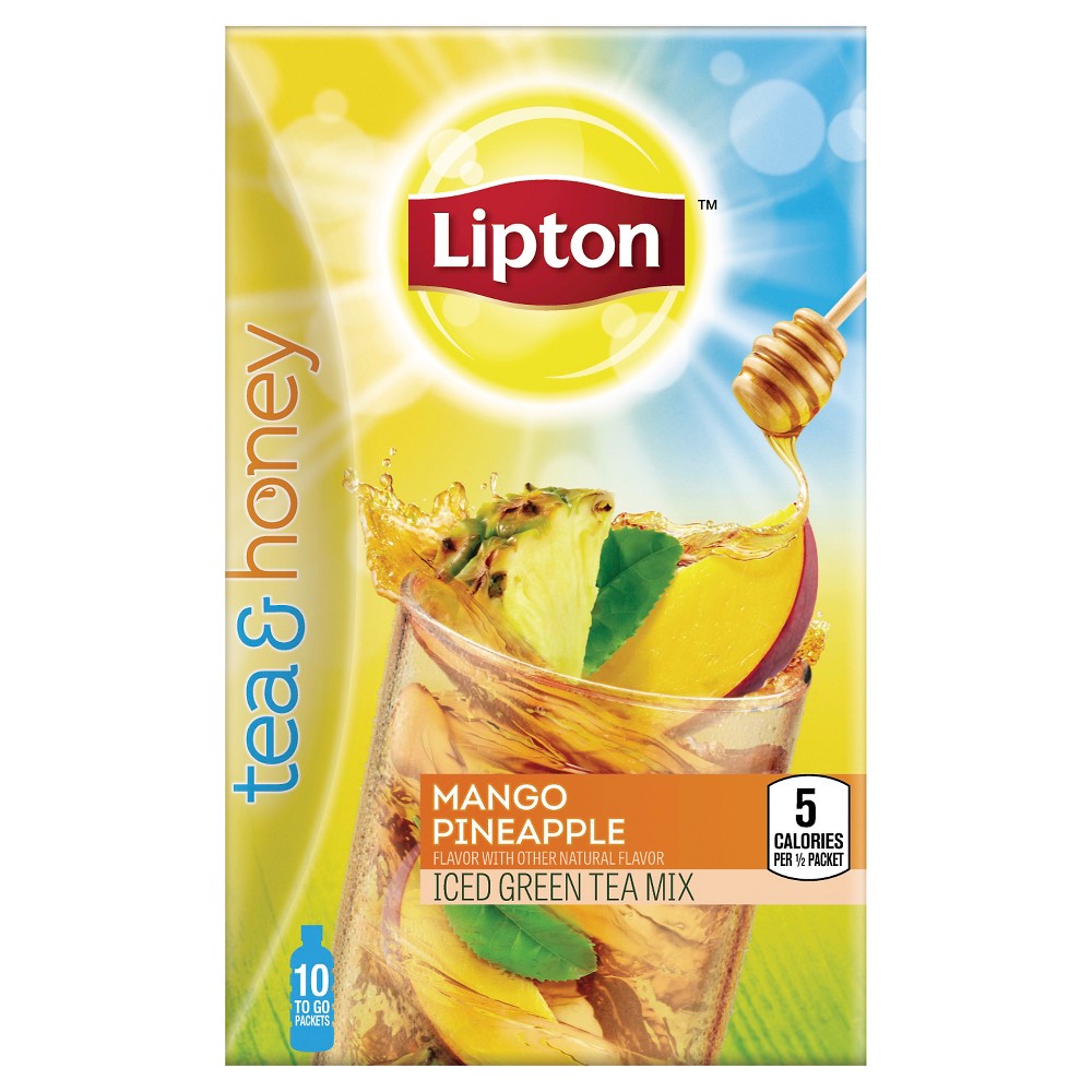 UPC 041000208225 product image for Lipton Tea & Honey Mango Pineapple Iced Green Tea To-Go Packets 10 ct | upcitemdb.com